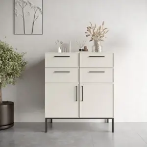Комод с 4 ящиками и дверьми "Nicole" белый