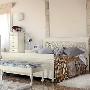 Кровать с резным изголовьем "Бурбон" Слоновая кость