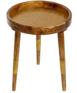 Столик 15" (дерево, латунь, золотой) 