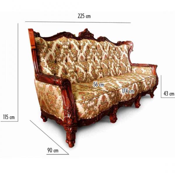 Резной диван трехместный FS09-3 Кожа купить в интернет магазине Мебельный Салон. Звоните +7 495 743 46 14