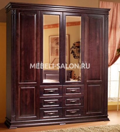 Шкаф 4-х дверный с зеркалом Верди MK41з Палисандр