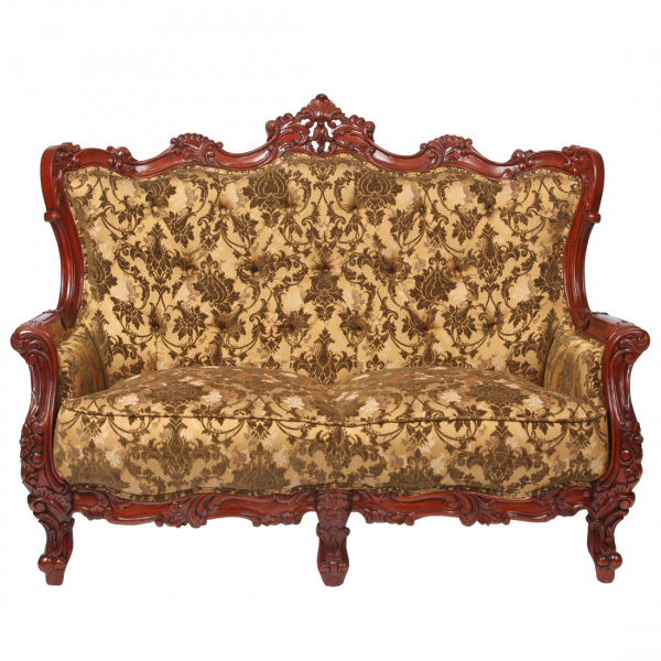 Резной диван двухместный FS09-2 кожа купить в интернет магазине Мебельный Салон. Звоните +7 495 743 46 14